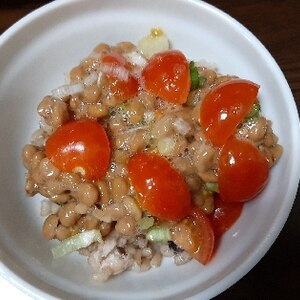 納豆の食べ方-トマト＆ネギ♪